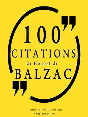 cover image of 100 citations d'Honoré de Balzac